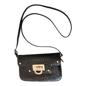 VTG DKNY Black Croc Bag Gold Hardware